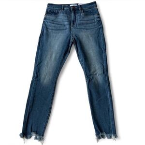 Loft High Waisted jeans with frayed hem